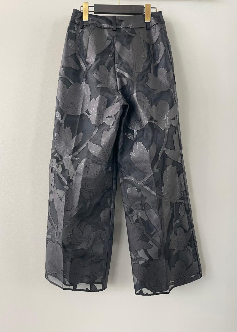 EBONY / WASHI FLOWER WIDE PANTS