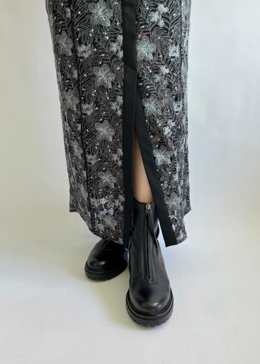 EBONY / EMBROIDERY LACE SKIRT