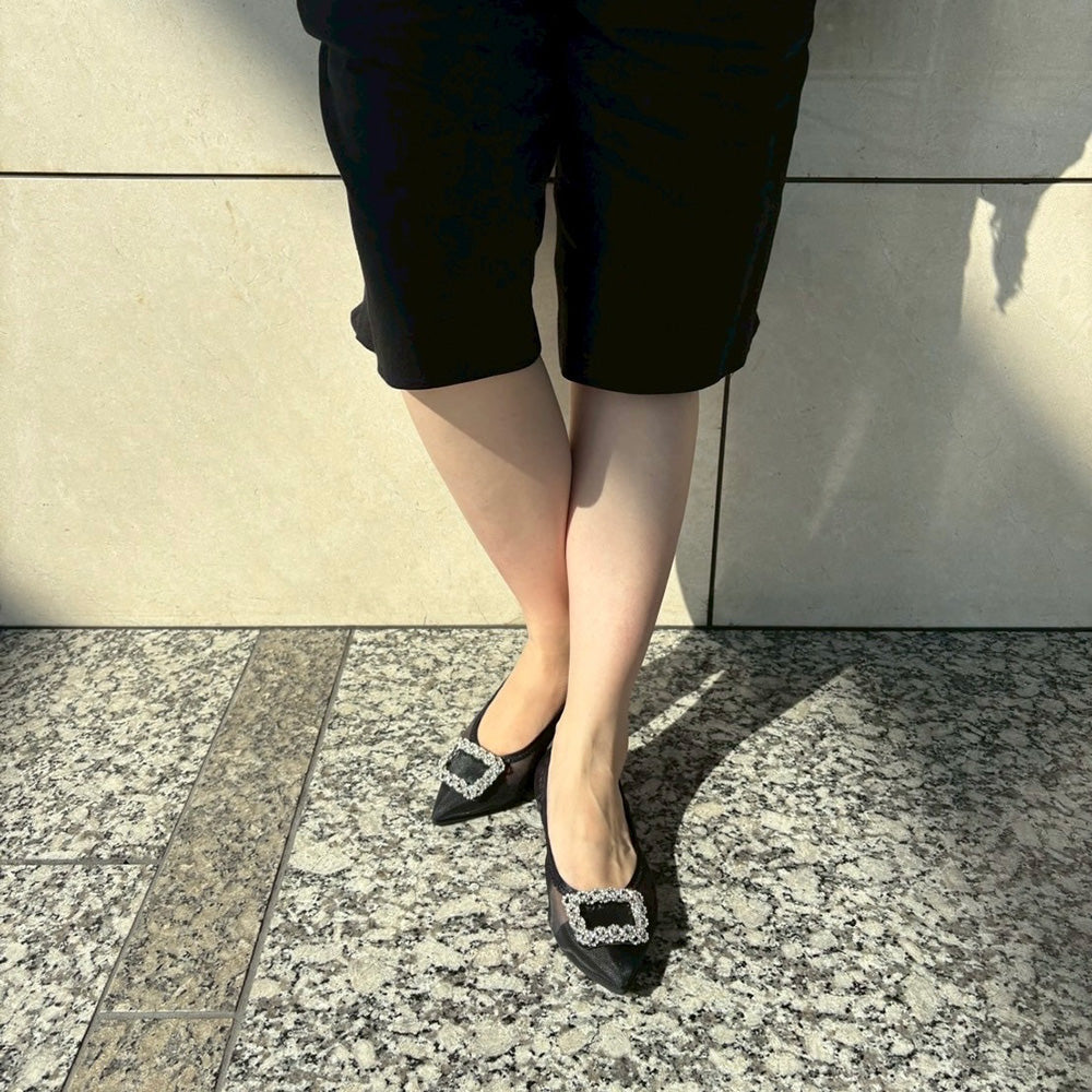 Mathilde -Tulle cloth bijou Black チュールクロス ビジュー ブラック kurun クルン kuruntokyo 入学式 卒業式 クルントウキョウ 疲れない 痛くない madeinjapan 日本製 本革 バレエシューズ フラットシューズ パンプス kurunTOKYO mdmバレエシューズwaterproof レインシューズ 小さいサイズ 大きいサイズ 26cm 21.5cm 26cm 25.5cm 25cm 22cm